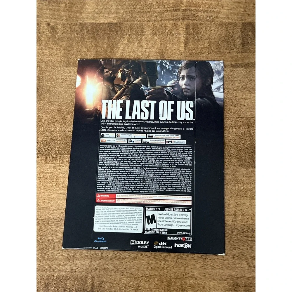 The Last of Us Sony PlayStation 3‎ PS3 Pack In Sleeve Not For Resale Sealed New